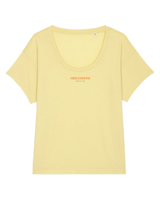 T-shirt femme en coton Bio Rosa " Merci Simone "