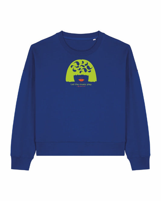 Sudadera cropped de mujer de algodón orgánico "we can do it" leopardo