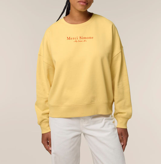 Sweat femme BOXY en coton Bio "merci Simone"