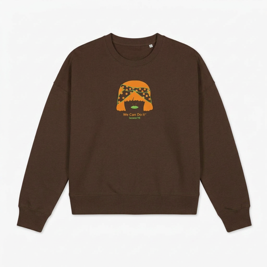 Sweat non porté marron avec bouche verte