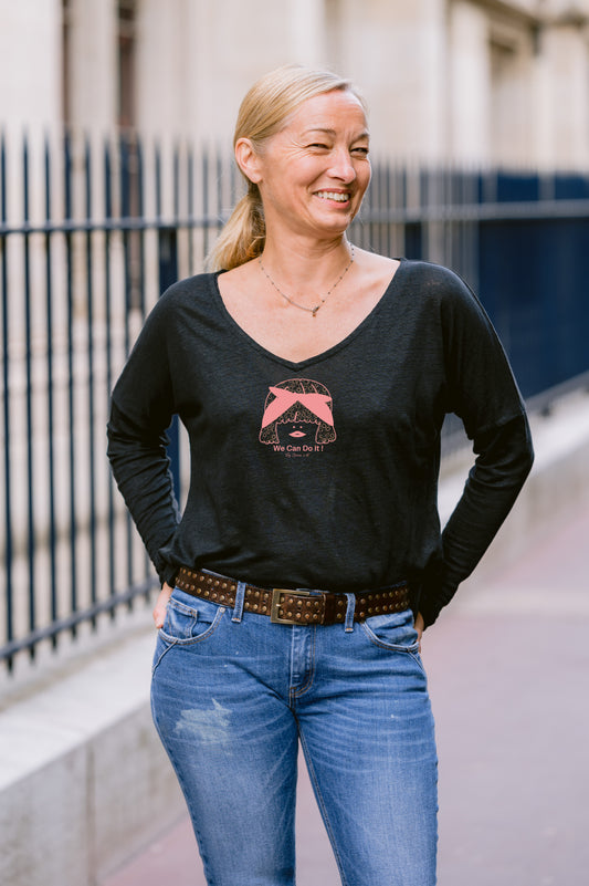 T-shirt en lin/coton manches 3/4 Made in France "Marie"