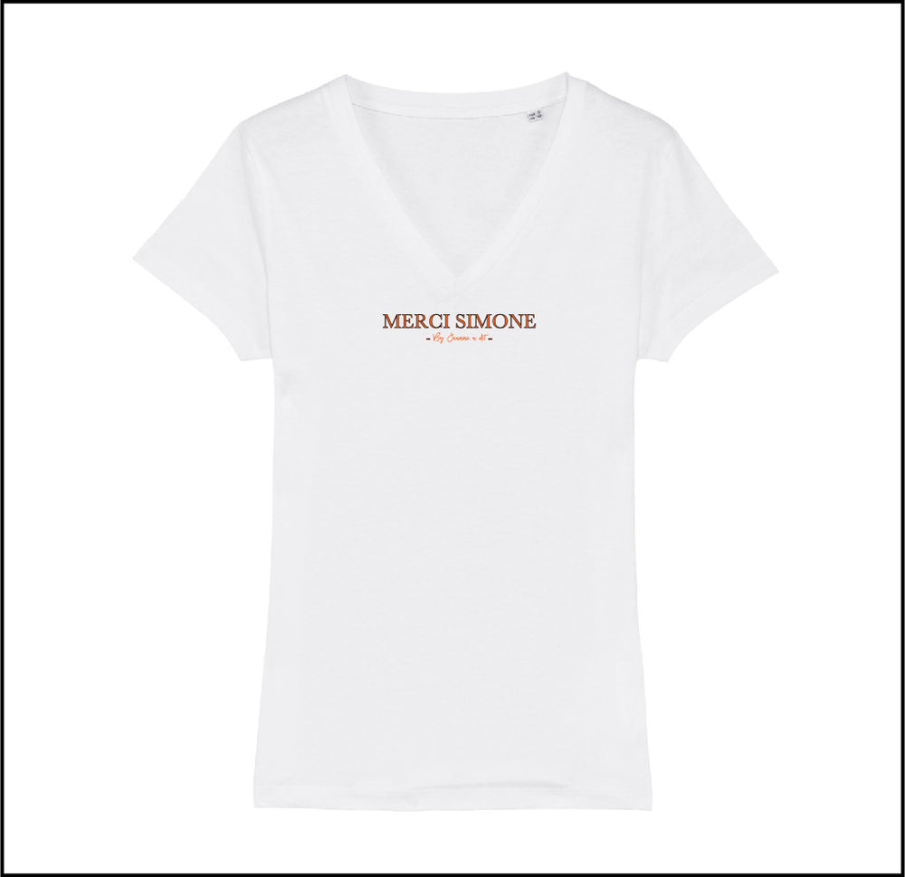 T-shirt femme en coton bio George " Merci Simone " visuel mini