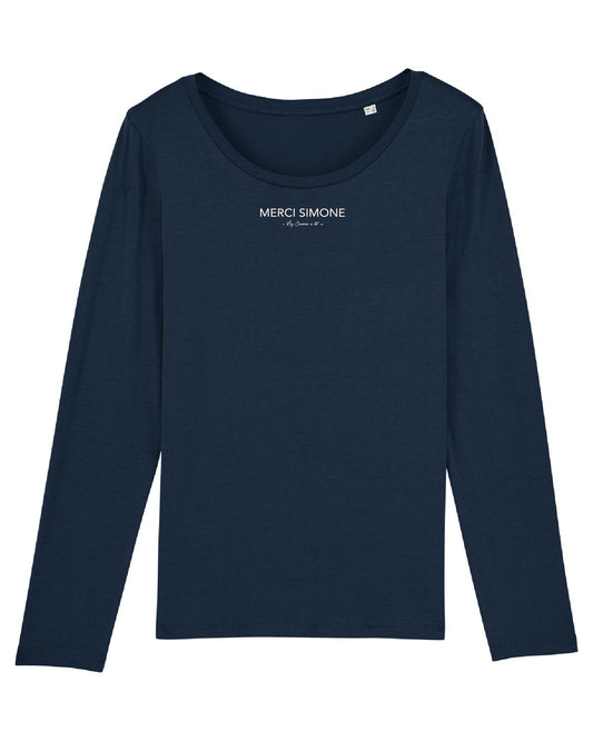 Women's long-sleeved organic cotton T-shirt "Merci Simone" mini visual