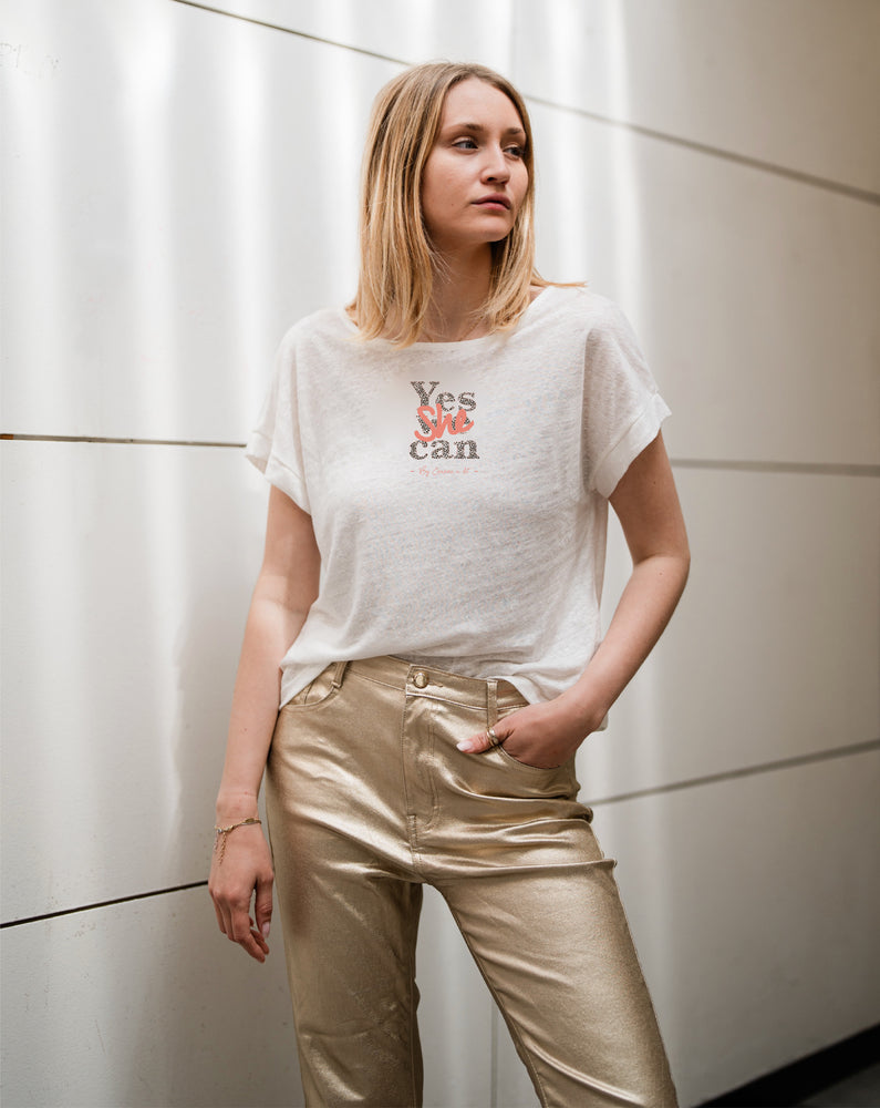 T-shirt en lin Made in France  "yes she can"