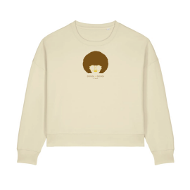 Women's cropped sweatshirt in organic cotton "we can do it" leopard