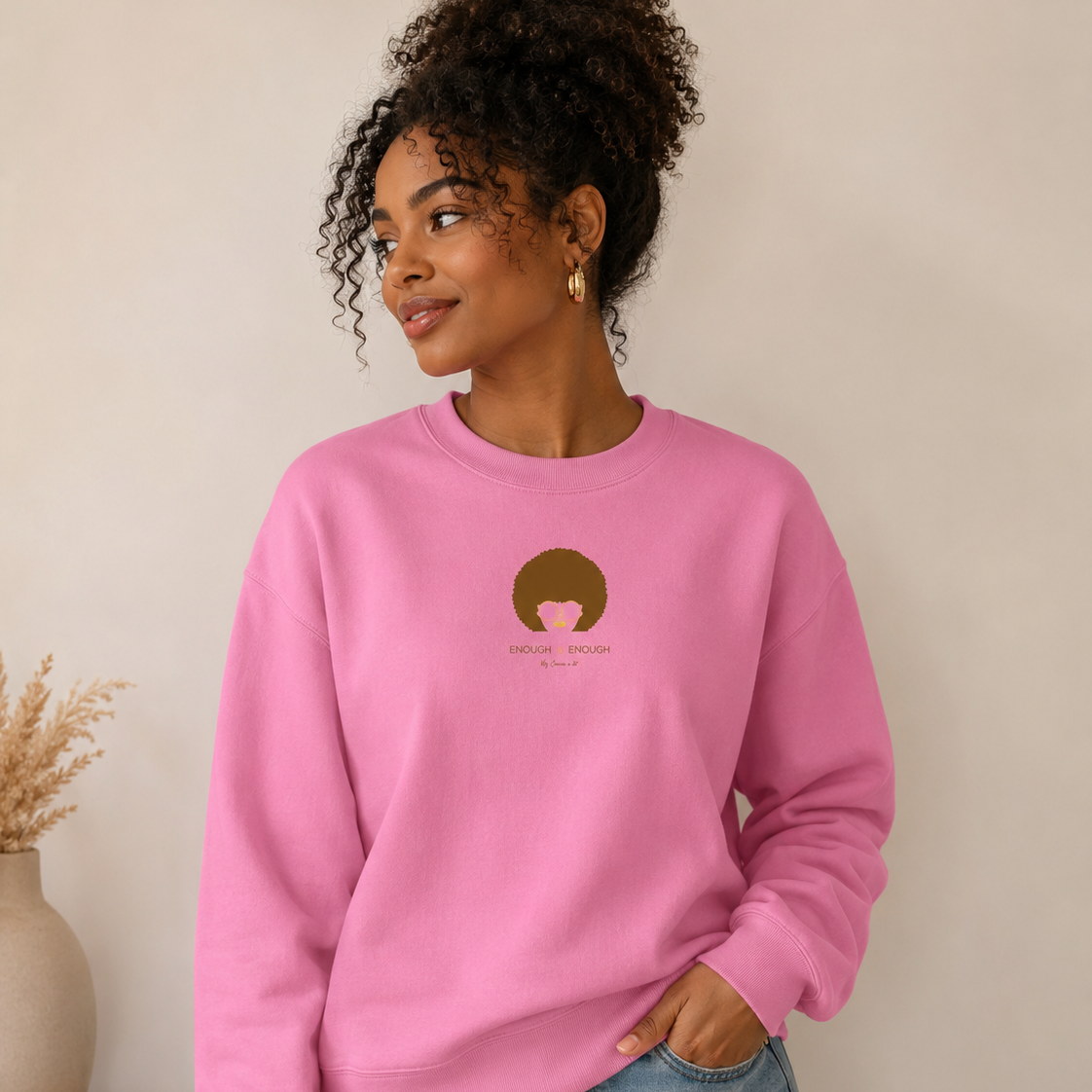 Women's cropped sweatshirt in organic cotton "we can do it" leopard