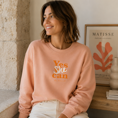 Sweat femme BOXY en coton Bio "Yes she can"