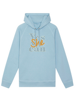 Sweat femme poche kangourou en coton Bio "Yes she can"