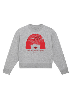 Sweat femme crop en coton Bio "Let the music play"