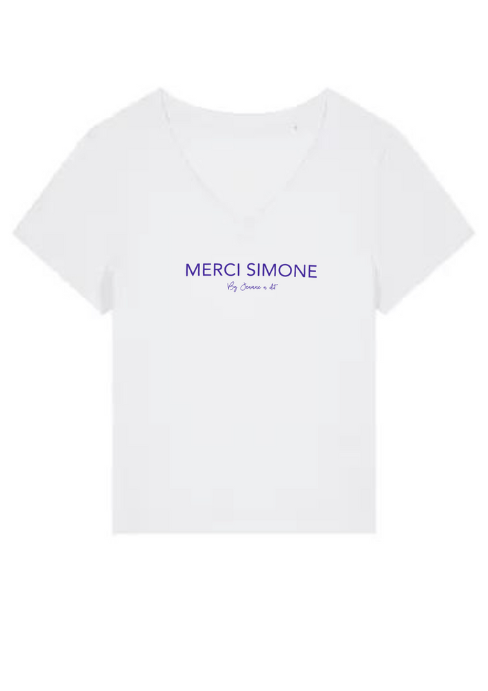 T-shirt femme en coton bio George " Merci Simone " visuel mini