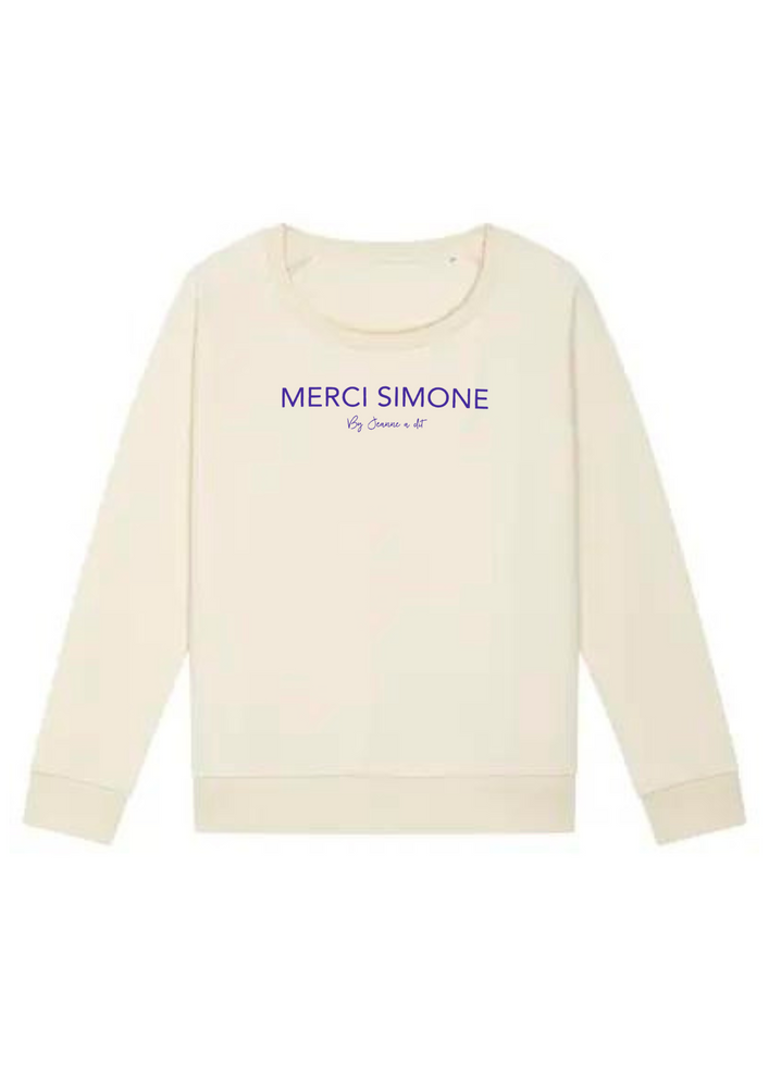 Sweat femme en coton Bio " Merci Simone"