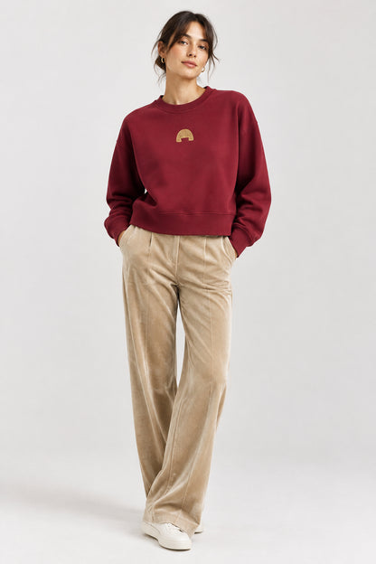 Women's cropped sweatshirt in organic cotton "we can do it" leopard