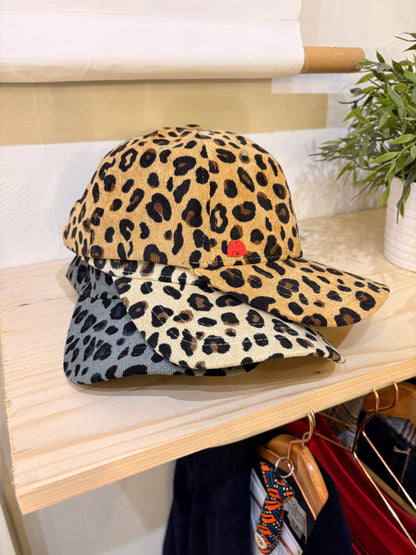 casquette femme en velours léopard