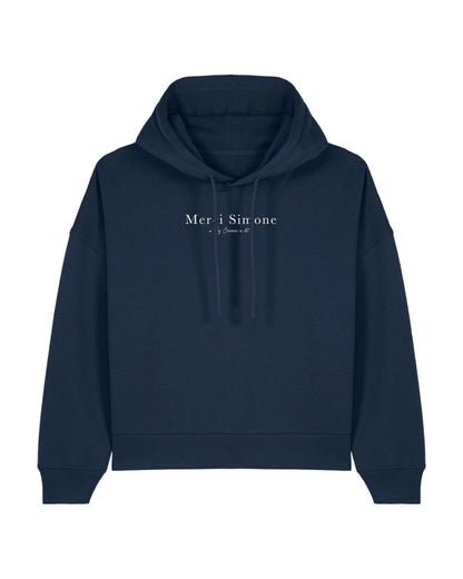Sweat BOXY femme en coton bio à capuche  "Merci Simone"