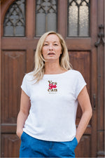 T-shirt femme en lin Made in France "Yes she can" léopard