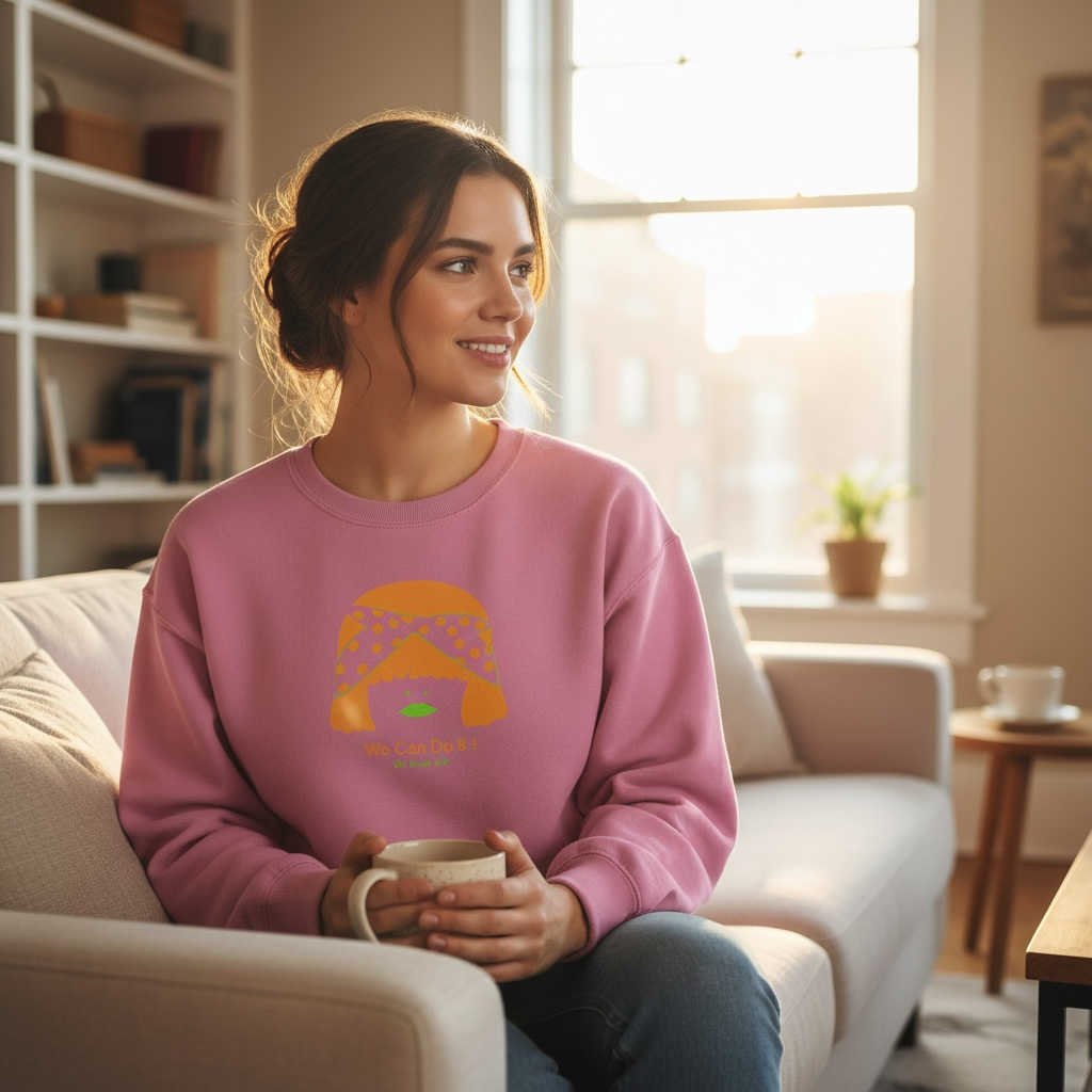 Sweat femme BOXY en coton Bio "we can do it"