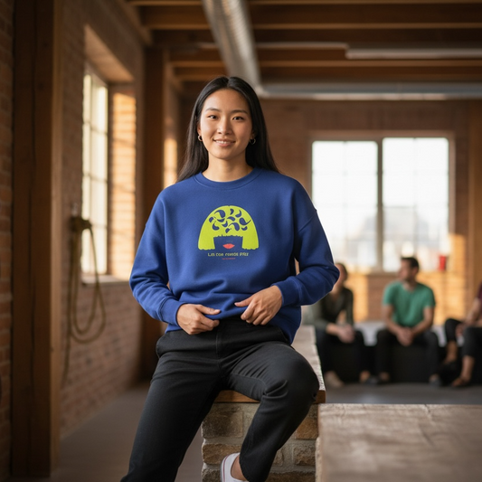 Sudadera cropped de mujer de algodón orgánico "we can do it" leopardo