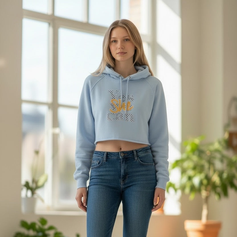 Sweat crop à capuche femme  "Jeanne"   en coton Bio