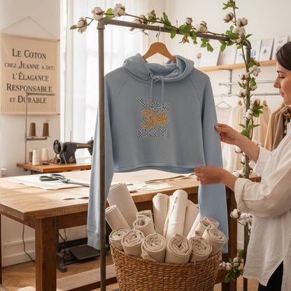 Sweat crop à capuche femme  "Jeanne"   en coton Bio