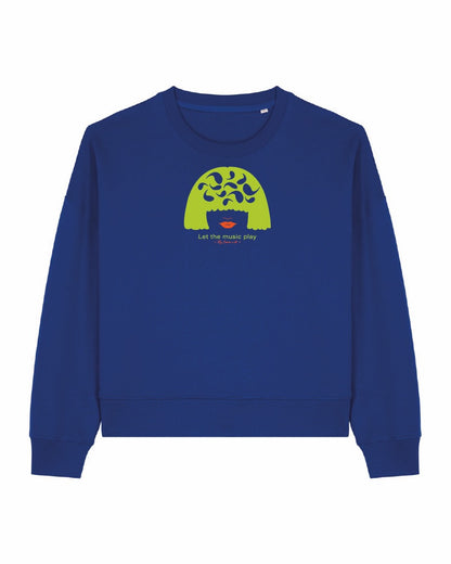 Sweat femme BOXY en coton Bio " let the music play"