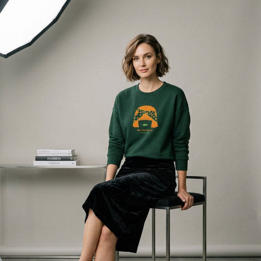 Sweat femme BOXY en coton Bio "we can do it"