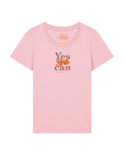 T-shirt femme Rosa en coton Bio " Yes she can "