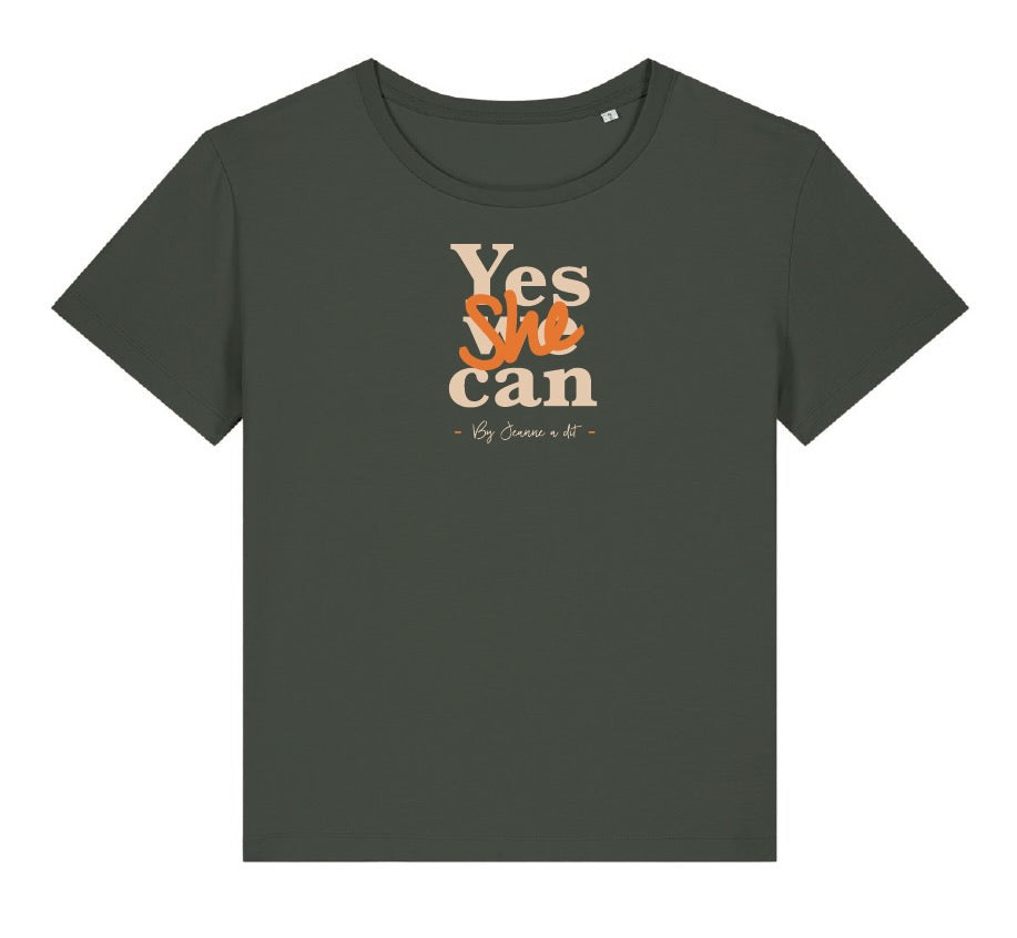 T-shirt femme Rosa en coton Bio " Yes she can "