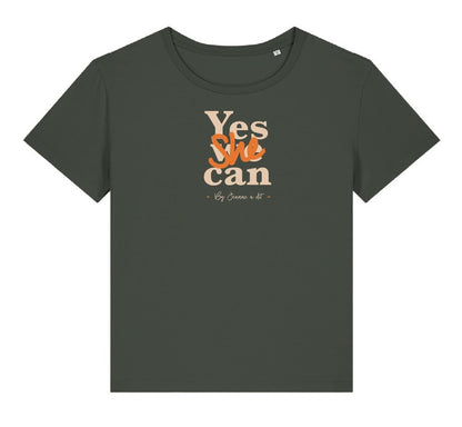 T-shirt femme Rosa en coton Bio " Yes she can "