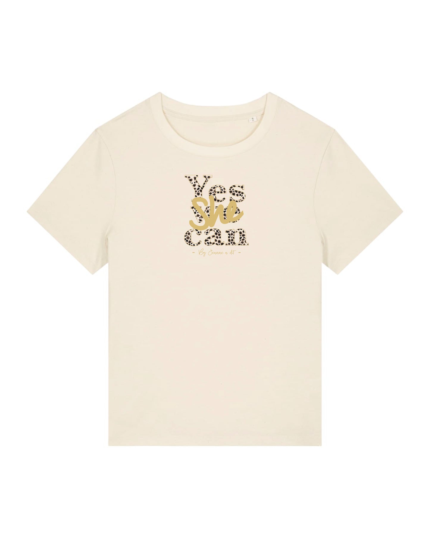T-shirt femme en coton Bio " Yes she can " léopard