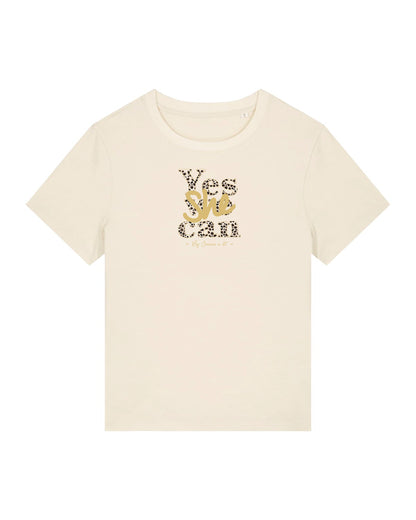 T-shirt femme en coton Bio " Yes she can " léopard