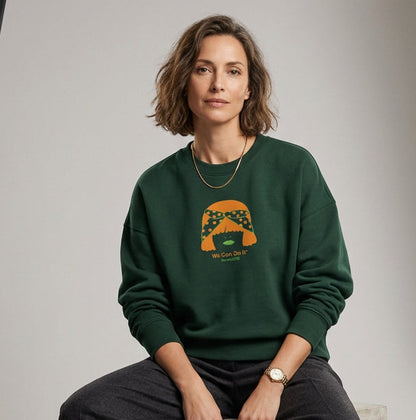 Sweat femme BOXY en coton Bio "we can do it"