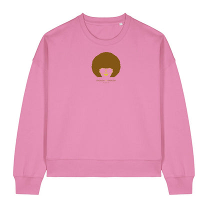 Women's cropped sweatshirt in organic cotton "we can do it" leopard