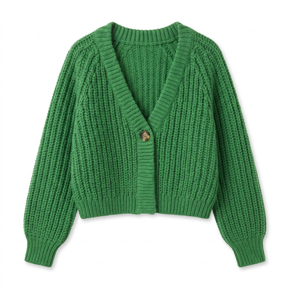 Gilet vert présenté à plat, non porté, sur fond blanc