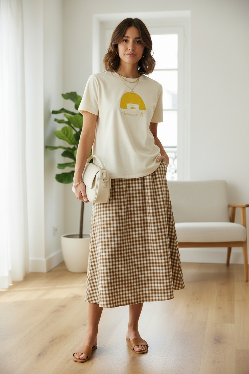 Jupe vichy t-shirt ressorti