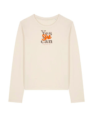 T-shirt femme à manches longues en coton Bio " Yes she can"