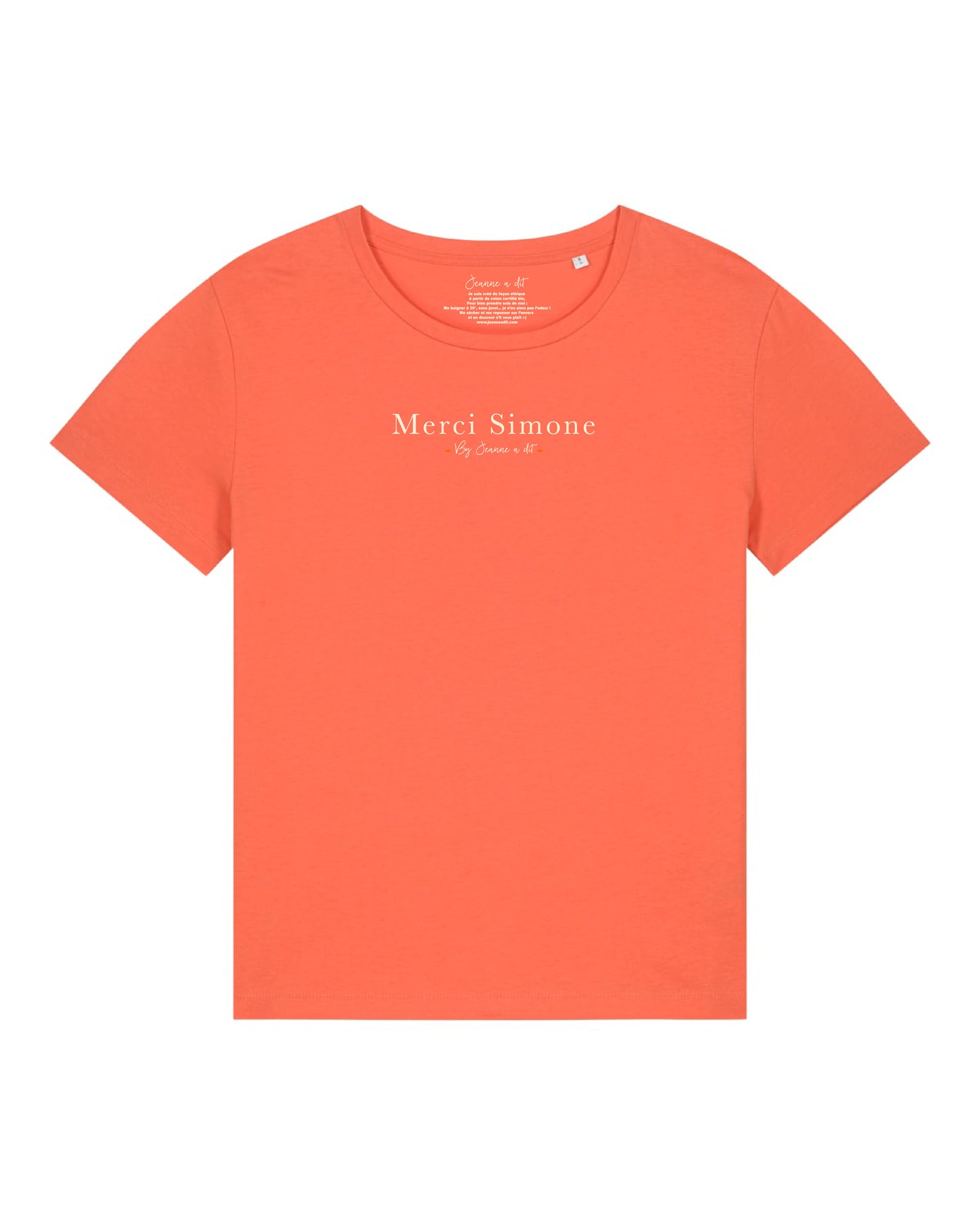 T-shirt femme en coton Bio Rosa " Merci Simone "