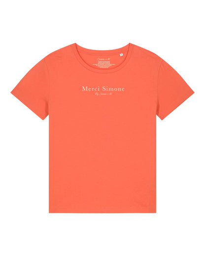 T-shirt femme en coton Bio Rosa " Merci Simone "
