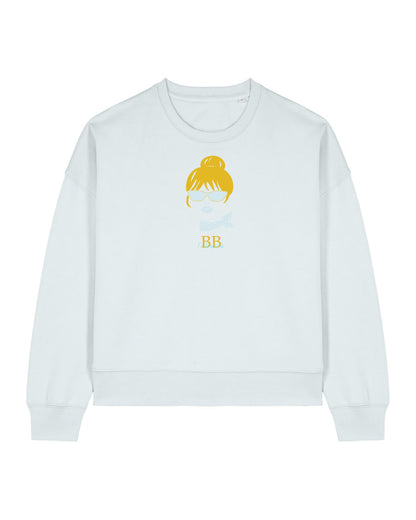 Women's cropped sweatshirt in organic cotton "we can do it" leopard