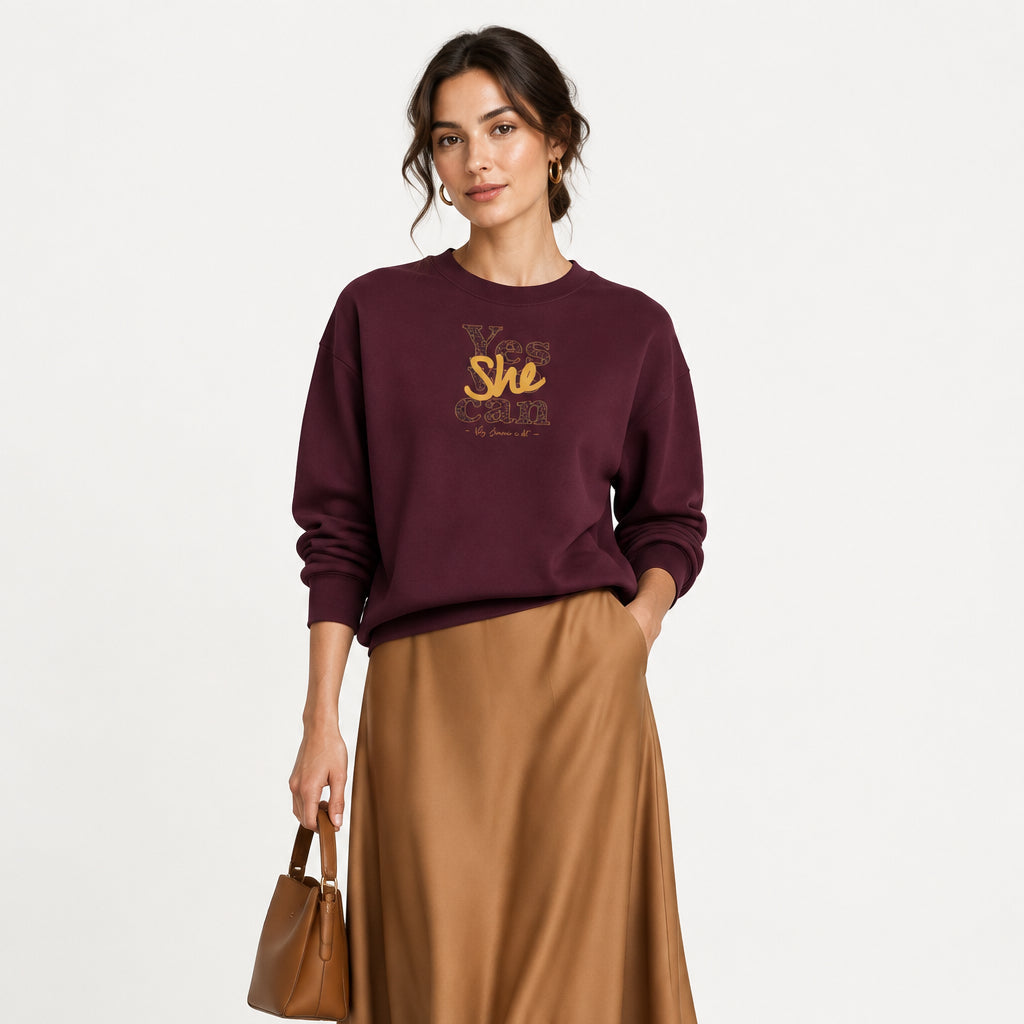 Sudadera cropped de mujer de algodón orgánico "we can do it" leopardo