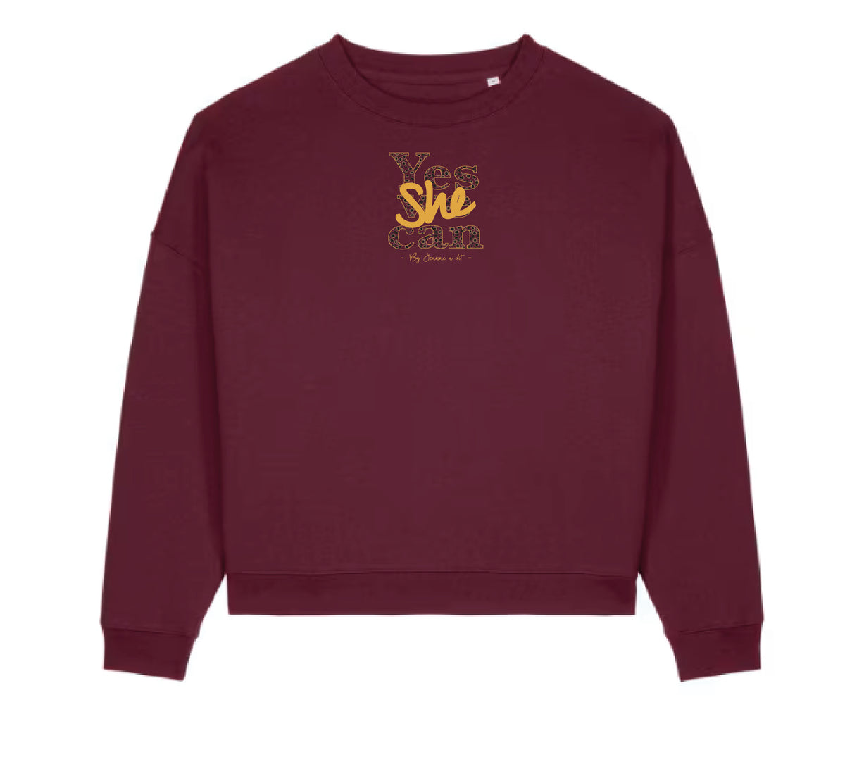 Sudadera cropped de mujer de algodón orgánico "we can do it" leopardo