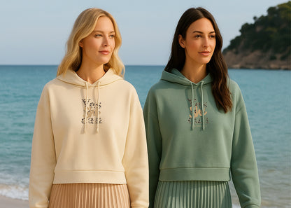 Sweat BOXY femme en coton bio à capuche  "Yes she can"