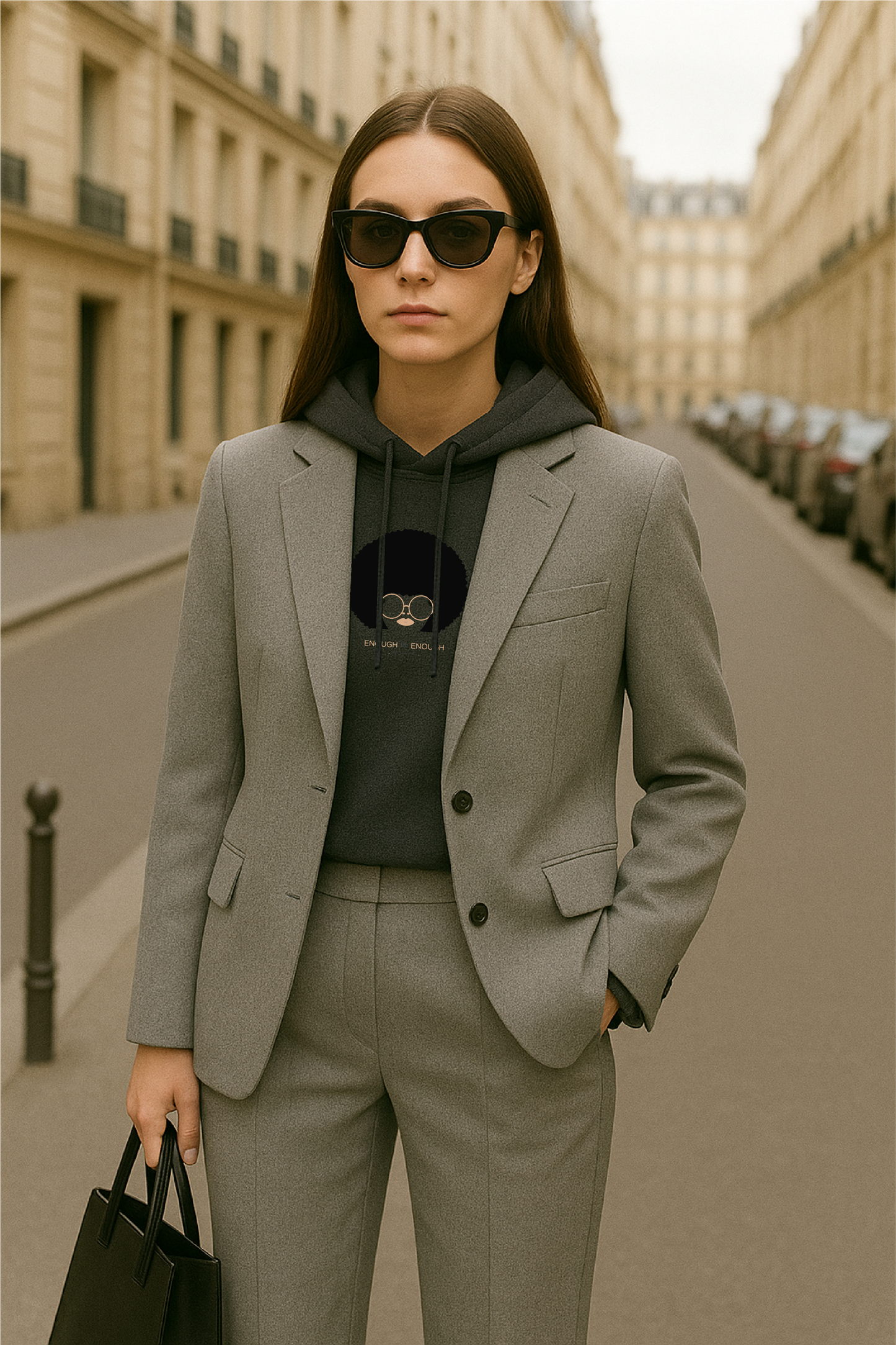 Sweat BOXY à capuche pour femme  "enough is enough "