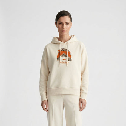 Sweat BOXY femme en coton bio à capuche  "we can do it"