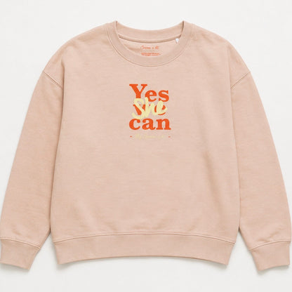 Sudadera cropped de mujer de algodón orgánico "we can do it" leopardo