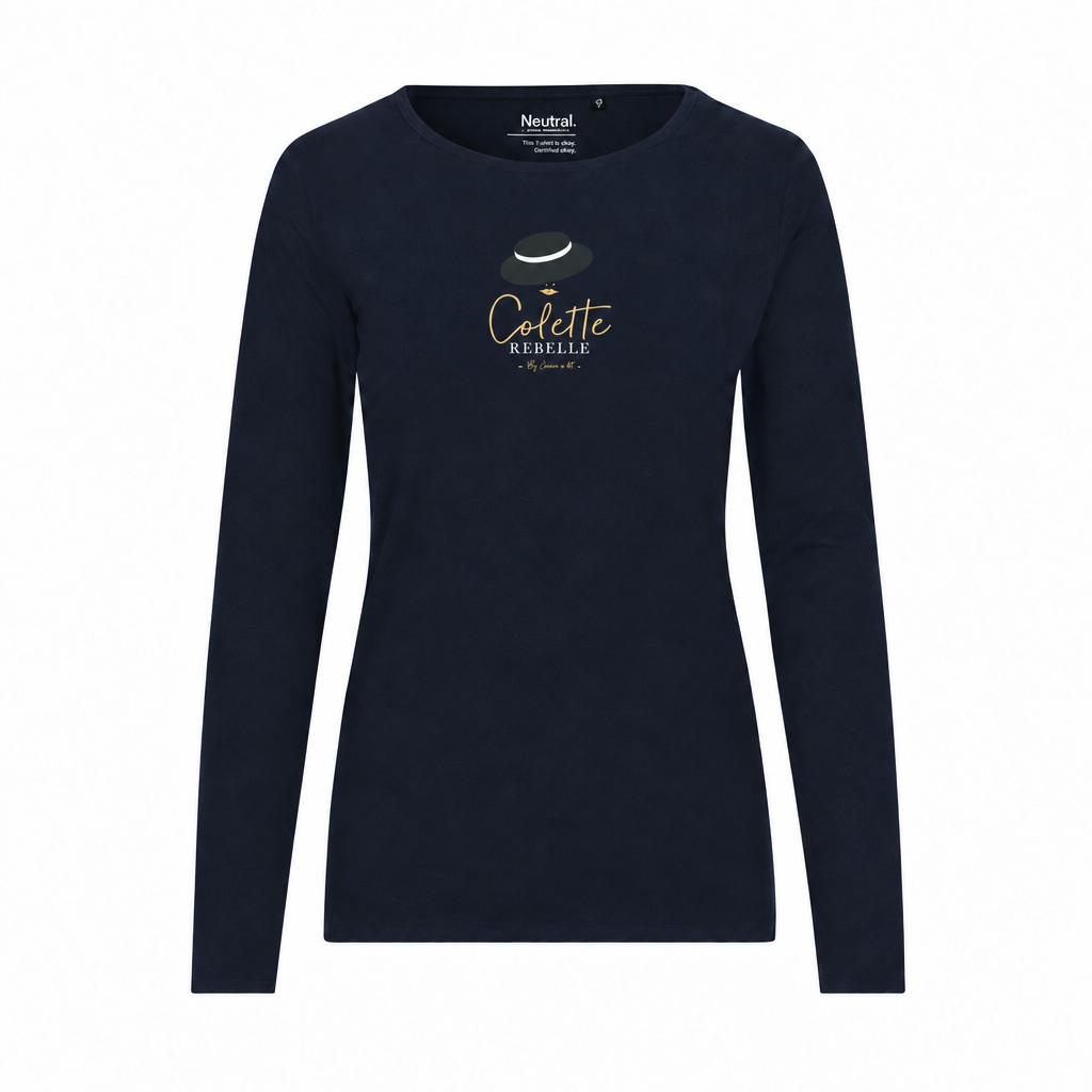 T-shirt bleu marine avec visuel Colette Rebelle en 10x10 cm