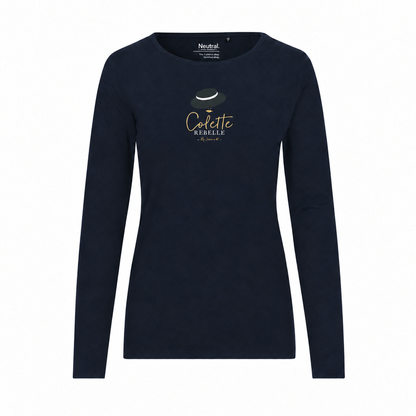 T-shirt bleu marine avec visuel Colette Rebelle en 10x10 cm