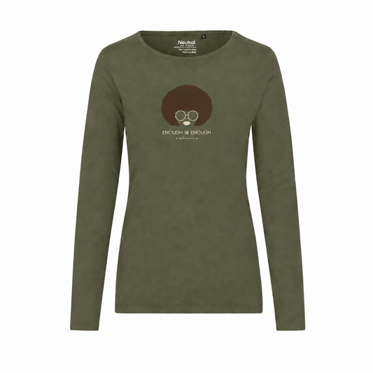 T-shirt kaki avec cheveux afro marron