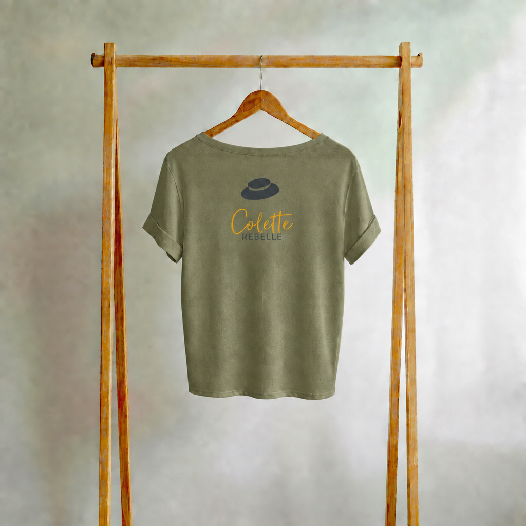 T-shirt kaki sans le motif jaune