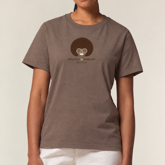 T-shirt moka porté, motif réduit