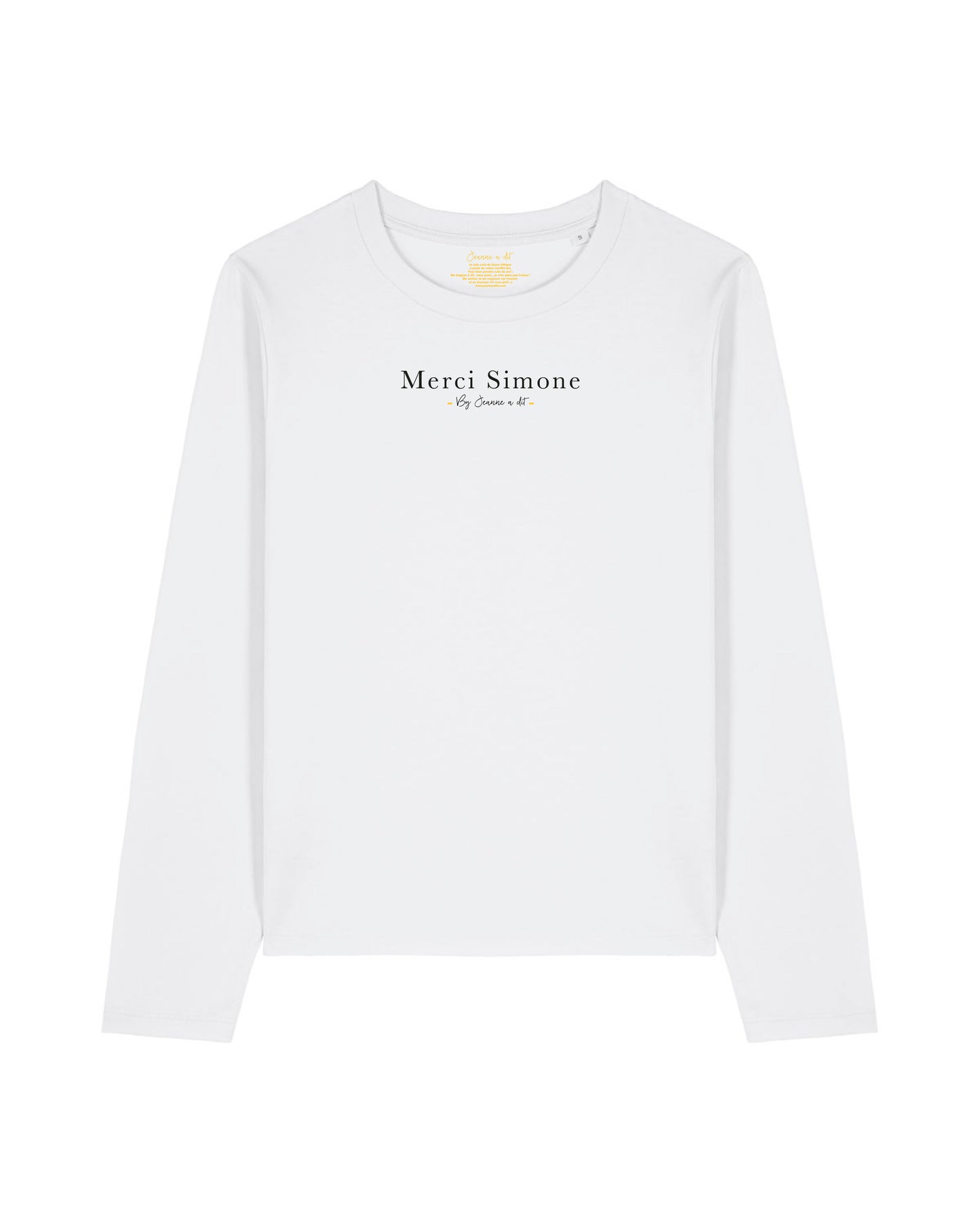 T-shirt femme à manches longues en coton Bio " Merci Simone "